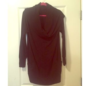 Cowl neck sweater dress